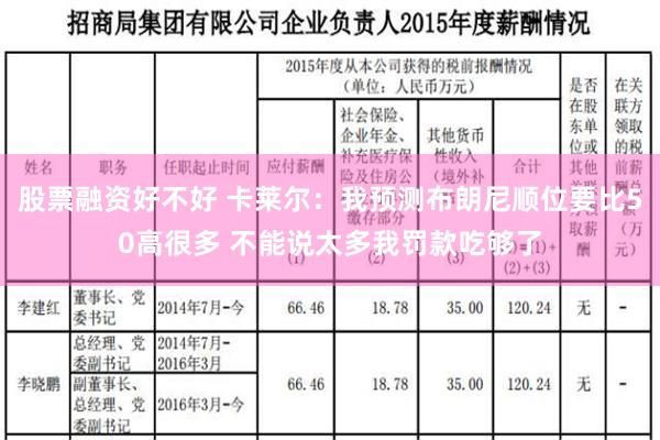 股票融资好不好 卡莱尔：我预测布朗尼顺位要比50高很多 不能说太多我罚款吃够了