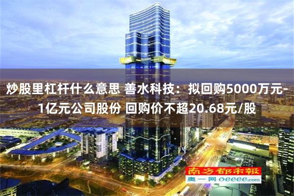 炒股里杠杆什么意思 善水科技：拟回购5000万元-1亿元公司股份 回购价不超20.68元/股