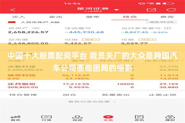 中国十大股票配资平台 裁员关厂的大众是跨国汽车公司面临困局的缩影