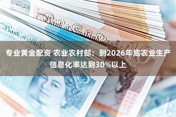 专业黄金配资 农业农村部：到2026年底农业生产信息化率达到30%以上